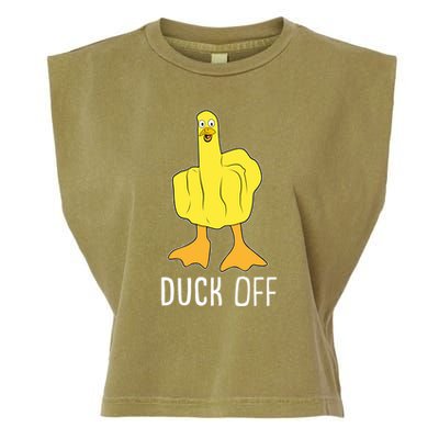 Funny Duck Off Middle Finger Garment-Dyed Women's Muscle Tee