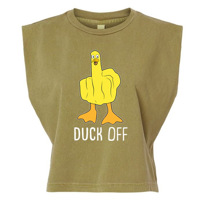 Funny Duck Off Middle Finger Garment-Dyed Women's Muscle Tee