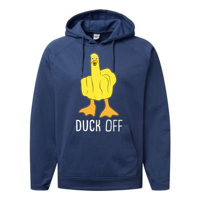 Funny Duck Off Middle Finger Performance Fleece Hoodie