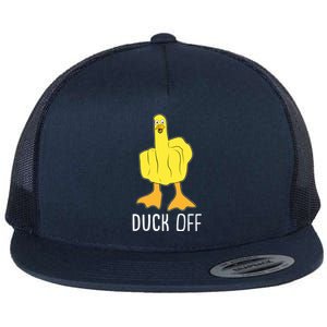 Funny Duck Off Middle Finger Flat Bill Trucker Hat