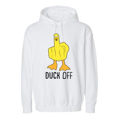 Funny Duck Off Middle Finger Garment-Dyed Fleece Hoodie