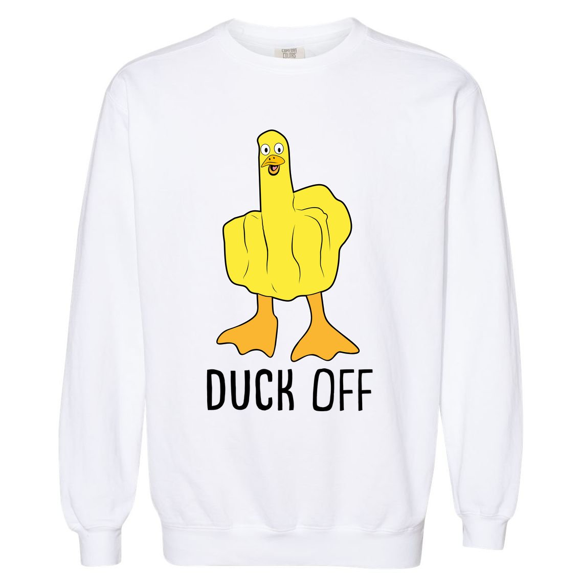 Funny Duck Off Middle Finger Garment-Dyed Sweatshirt