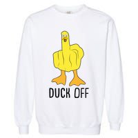 Funny Duck Off Middle Finger Garment-Dyed Sweatshirt