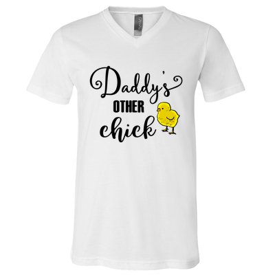 Funny Daddy's Other Chick Dads Other Chick Chicken Design Cute Gift V-Neck T-Shirt