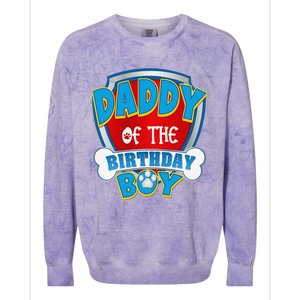 Funny Daddy Of The Birthday Boy Dog Paw Family Matching Gift Colorblast Crewneck Sweatshirt