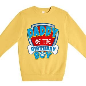 Funny Daddy Of The Birthday Boy Dog Paw Family Matching Gift Premium Crewneck Sweatshirt