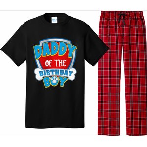 Funny Daddy Of The Birthday Boy Dog Paw Family Matching Gift Pajama Set