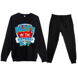 Funny Daddy Of The Birthday Boy Dog Paw Family Matching Gift Premium Crewneck Sweatsuit Set