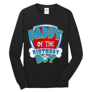 Funny Daddy Of The Birthday Boy Dog Paw Family Matching Gift Tall Long Sleeve T-Shirt