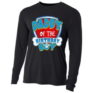 Funny Daddy Of The Birthday Boy Dog Paw Family Matching Gift Cooling Performance Long Sleeve Crew