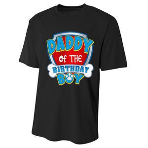 Funny Daddy Of The Birthday Boy Dog Paw Family Matching Gift Performance Sprint T-Shirt