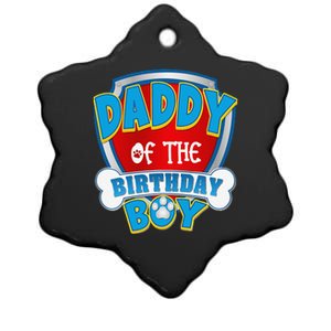 Funny Daddy Of The Birthday Boy Dog Paw Family Matching Gift Ceramic Star Ornament