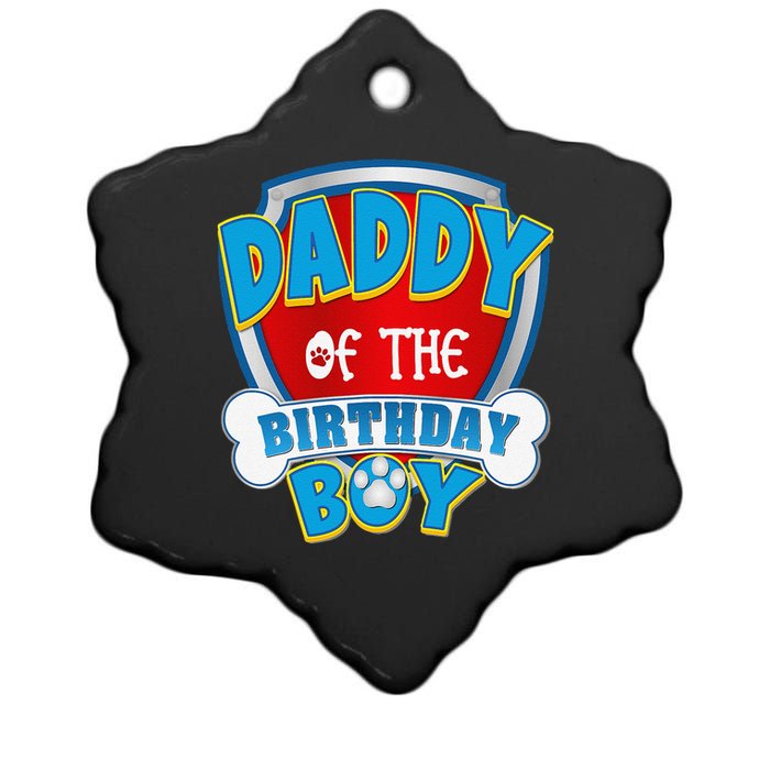 Funny Daddy Of The Birthday Boy Dog Paw Family Matching Gift Ceramic Star Ornament