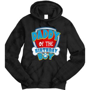 Funny Daddy Of The Birthday Boy Dog Paw Family Matching Gift Tie Dye Hoodie