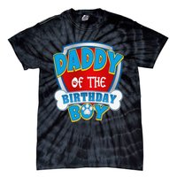 Funny Daddy Of The Birthday Boy Dog Paw Family Matching Gift Tie-Dye T-Shirt