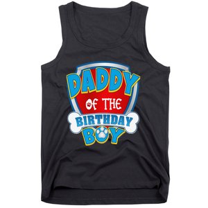 Funny Daddy Of The Birthday Boy Dog Paw Family Matching Gift Tank Top