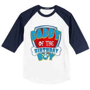 Funny Daddy Of The Birthday Boy Dog Paw Family Matching Gift Baseball Sleeve Shirt