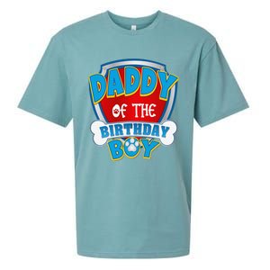 Funny Daddy Of The Birthday Boy Dog Paw Family Matching Gift Sueded Cloud Jersey T-Shirt