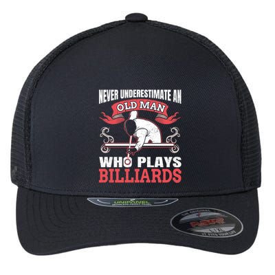 Father's Day Old Man Who Plays Billiards Pool Player Gift For Dad Flexfit Unipanel Trucker Cap