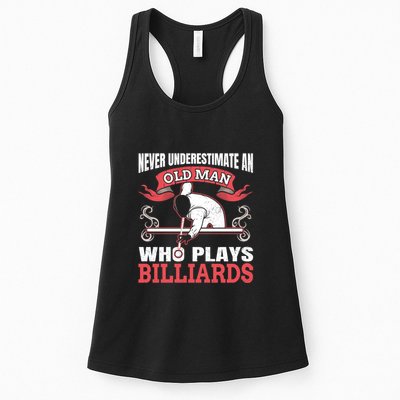 Father's Day Old Man Who Plays Billiards Pool Player Gift For Dad Womens Tank Top
