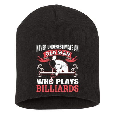 Father's Day Old Man Who Plays Billiards Pool Player Gift For Dad Short Acrylic Beanie