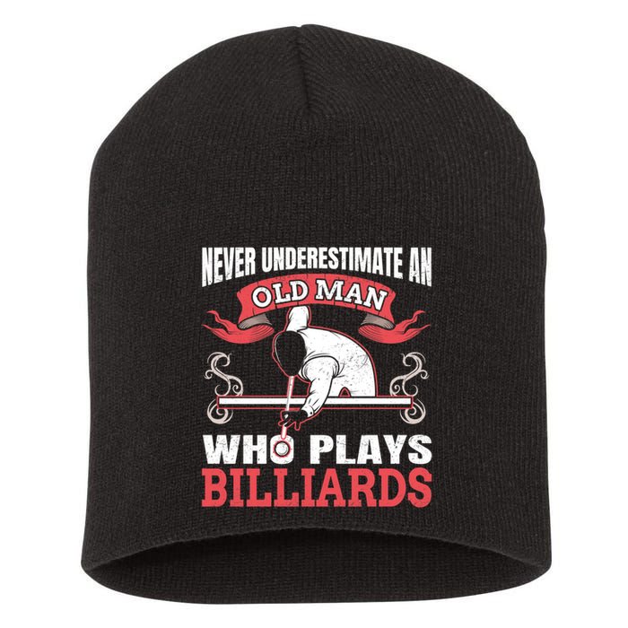 Father's Day Old Man Who Plays Billiards Pool Player Gift For Dad Short Acrylic Beanie
