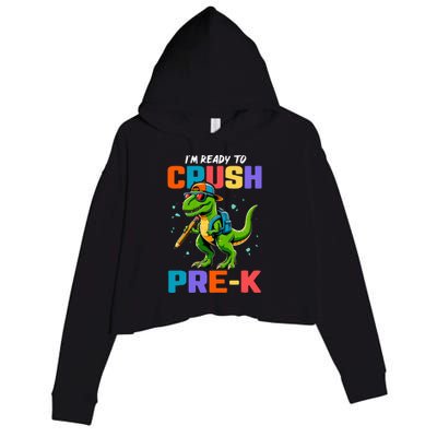 First Day Of Prek Dinosaur Crop Fleece Hoodie