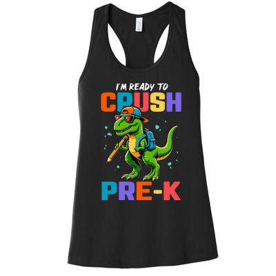 First Day Of Prek Dinosaur Women's Racerback Tank