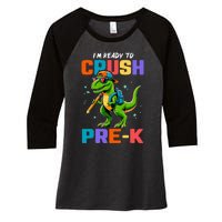 First Day Of Prek Dinosaur Women's Tri-Blend 3/4-Sleeve Raglan Shirt