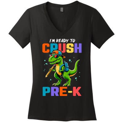 First Day Of Prek Dinosaur Women's V-Neck T-Shirt