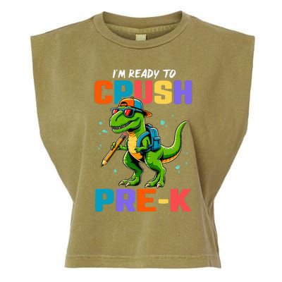 First Day Of Prek Dinosaur Garment-Dyed Women's Muscle Tee