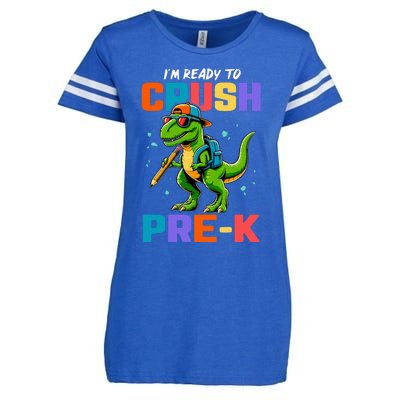 First Day Of Prek Dinosaur Enza Ladies Jersey Football T-Shirt