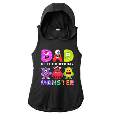 funny Dad of the Birthday Monster Party Family Ladies PosiCharge Tri-Blend Wicking Draft Hoodie Tank