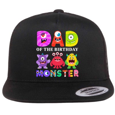 funny Dad of the Birthday Monster Party Family Flatbill Hat