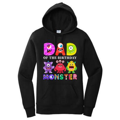 funny Dad of the Birthday Monster Party Family Women's Pullover Hoodie