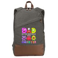 funny Dad of the Birthday Monster Party Family Cotton Canvas Backpack