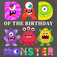 funny Dad of the Birthday Monster Party Family Cotton Canvas Backpack