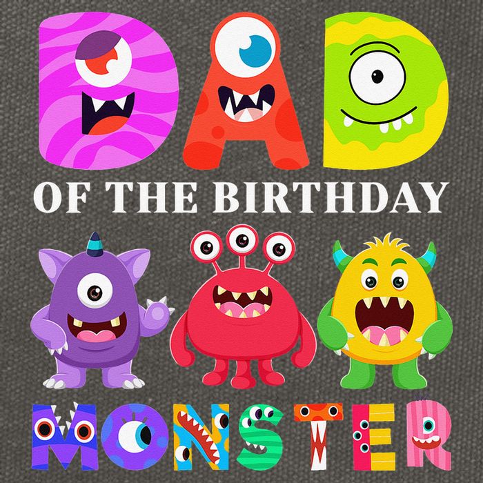 funny Dad of the Birthday Monster Party Family Cotton Canvas Backpack