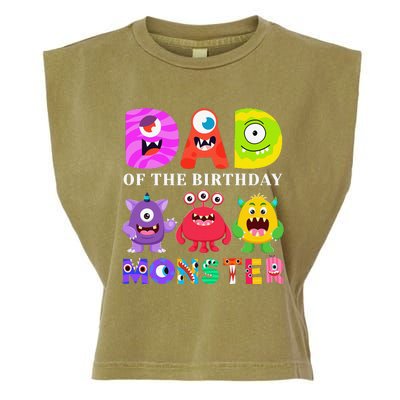 funny Dad of the Birthday Monster Party Family Garment-Dyed Women's Muscle Tee