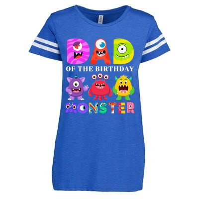 funny Dad of the Birthday Monster Party Family Enza Ladies Jersey Football T-Shirt