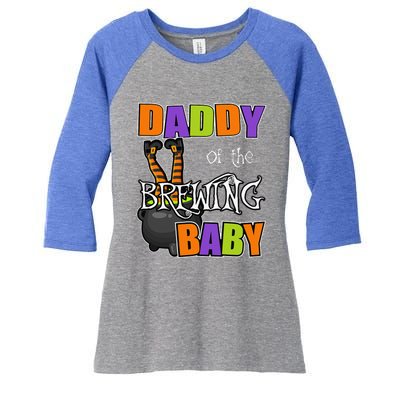 Funny Daddy Of Brewing Baby Halloween Theme Baby Shower Spooky Women's Tri-Blend 3/4-Sleeve Raglan Shirt