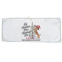 Funny Dachshund Oh Christmas Tree Your Ornaments Are History Large Microfiber Waffle Golf Towel