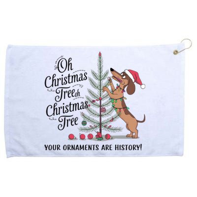 Funny Dachshund Oh Christmas Tree Your Ornaments Are History Grommeted Golf Towel