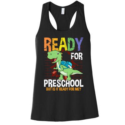 First Day Of Preschool Boy Ready For Pre-School Women's Racerback Tank