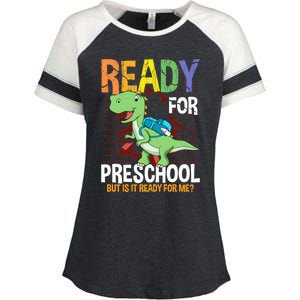 First Day Of Preschool Boy Ready For Pre-School Enza Ladies Jersey Colorblock Tee