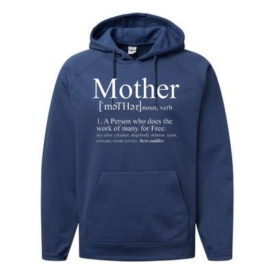 Funny Definition Of Mother Celebrate Mothers Day Performance Fleece Hoodie