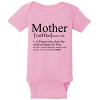 Funny Definition Of Mother Celebrate Mothers Day Baby Bodysuit