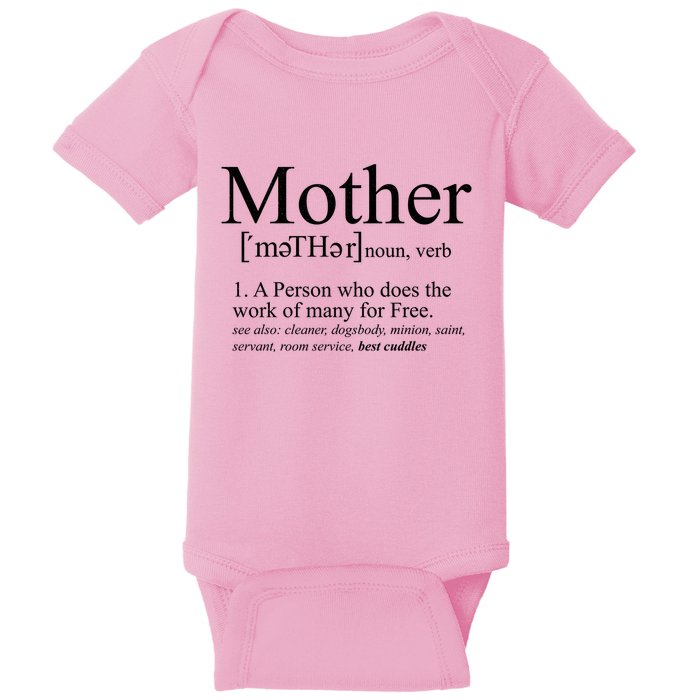 Funny Definition Of Mother Celebrate Mothers Day Baby Bodysuit