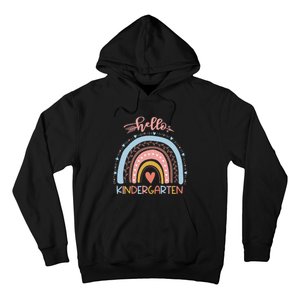 First Day of School Hello Kindergarten Teacher Rainbow  Hoodie