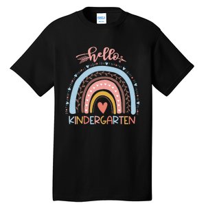 First Day of School Hello Kindergarten Teacher Rainbow  Tall T-Shirt